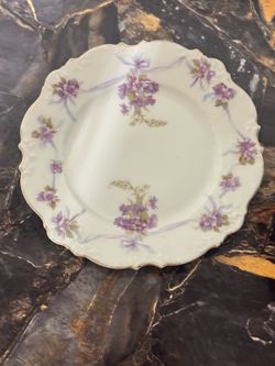Antique Porcelain Plate with Floral Design