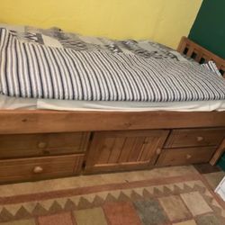 Twin Wooden Bed Frame With Storage 