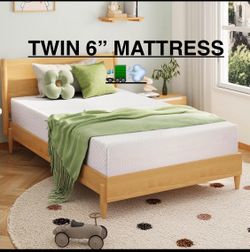 New EGOHOME 6” Twin Memory Foam Mattress With Cooling Green Tea Gel, White
