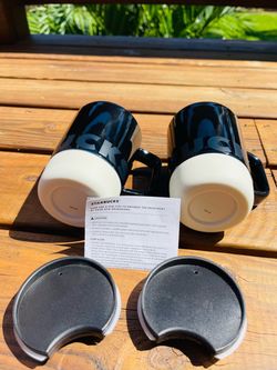 Collector Series Starbucks Black Ceramic Mugs with Lids – Set of 2