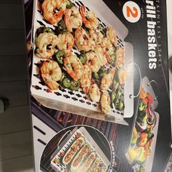 2 Stainless Steel Grill Baskets 