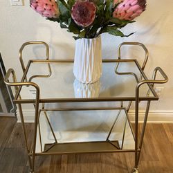 Bar Cart - Mid Century Modern Gold Bar cart with mirrored shelves (Used for Staging) PRICE IS FIRM