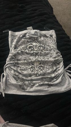 grey tube top with design and gems