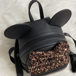 Loungefly Belle Bronze Sequin Mini Backpack Disney Parks  display picture 3