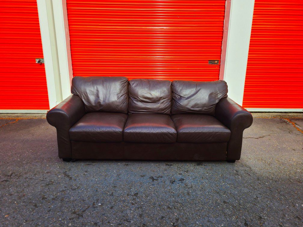 Brown Leather Couch - Free Delivery