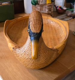 Vintage Mid-Century Wicker and Rattan Duck Basket