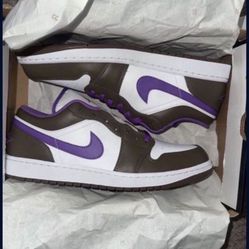 Air Jordan 1 Low Shoes "Purple Mocha" Palomino Wild Berry White 553558-215 Men Size 12