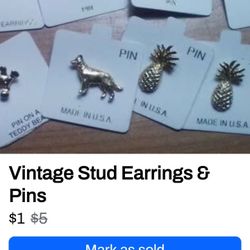 vintage stud earrings and pins