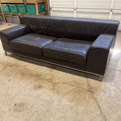 🛋️ Modern Black Leather Couch – Clean & Stylish