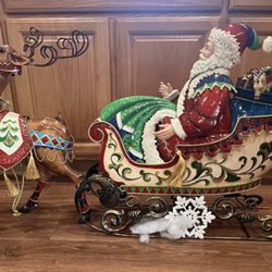 Embossed Metal Santa & Reindeer Vintage And Rare