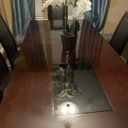 Dining Table Wood And Glass Great Condition