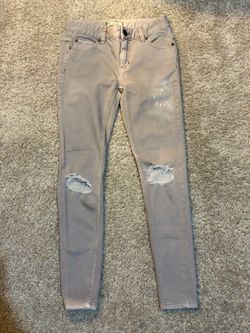 Free People Skinny Jeans, Women's 25, Gray, Ripped Knees