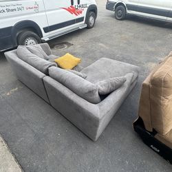 Feathered Down L Shaped Small, Dark Gray Sectional Couch