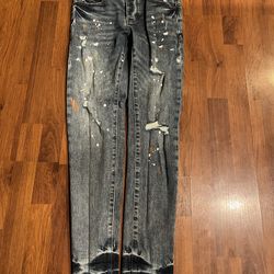 Purple jeans frayed hem