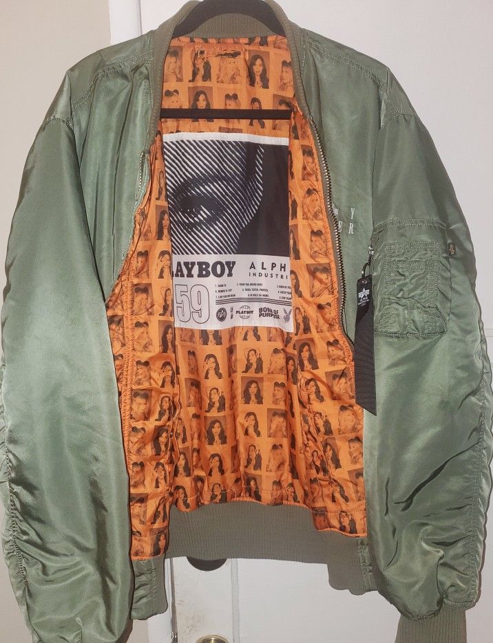 Brand New XXL MENS Playboy x Alpha Industries Reversible MA-1 Flight Jacket