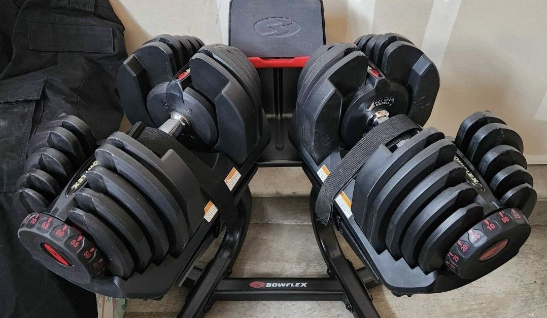 Bowflex-1090Pair-Adjustable-Dumbbells-Stand-And-Bench