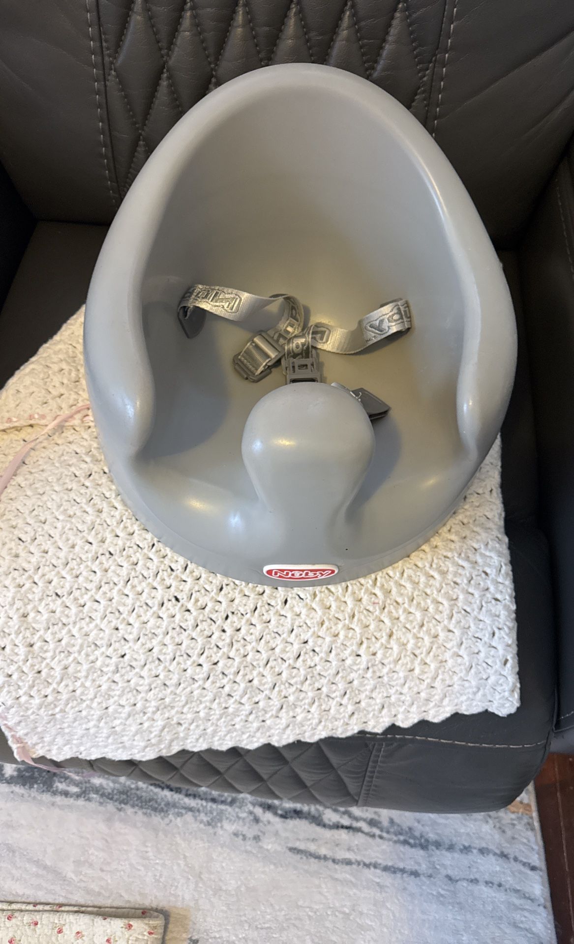 Nuby My Baby Seat, Foam Booster Seat with 3-Point Harness, Gray