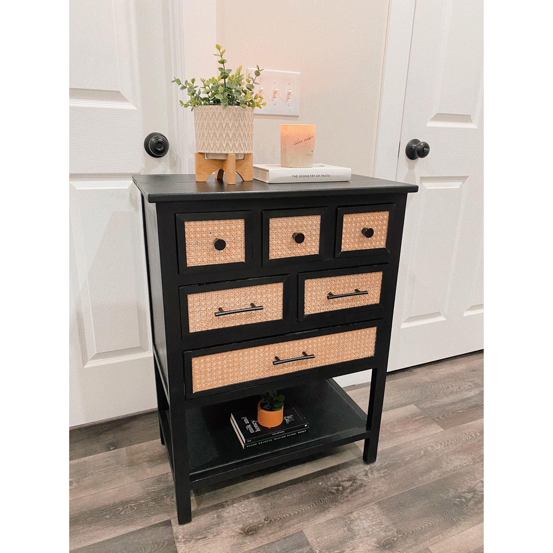 Genuine Cane Wicker Entry Console Table W/ Storage Drawers (Solid Wood) ✨