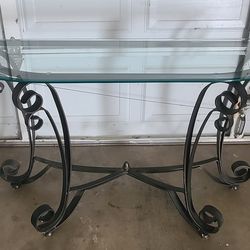 Metal and glass hallway table