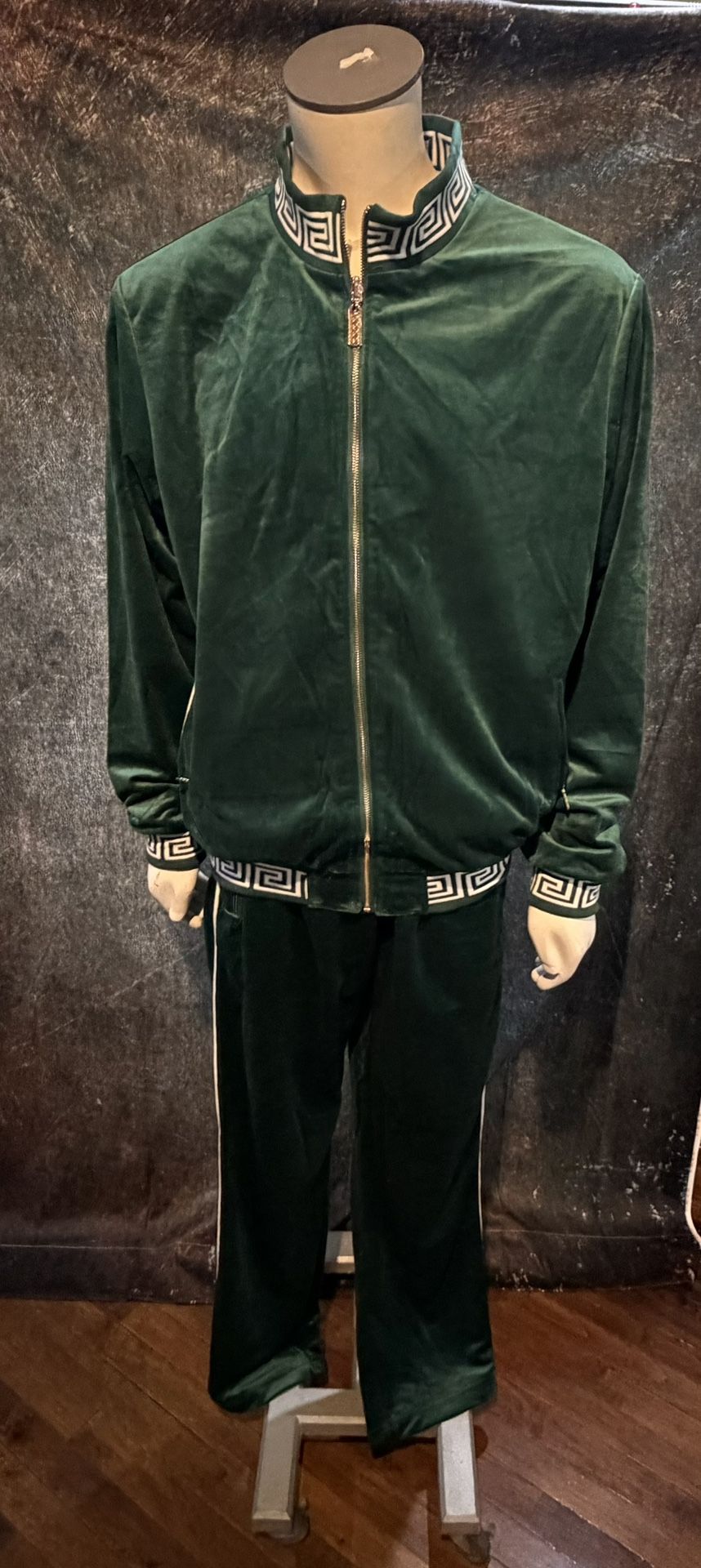 Barabas Jogger Suit Velour Green Reversible Jacket 2x