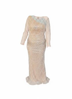 Beige Formal dress pearls and sequins