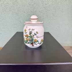Rare Find! Villeroy & Boch 🖤 Botanica Mustard Pot w/ Lid, Porcelain Condiment Jar (NWT)