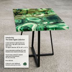 Luxury Custom Green Agate Coffee Table / End Table