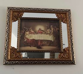 Last Supper Framed Print with Mirror