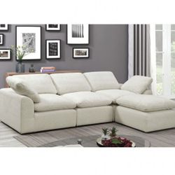 Cream Sectional Sofa With Feather-blend Cushions 