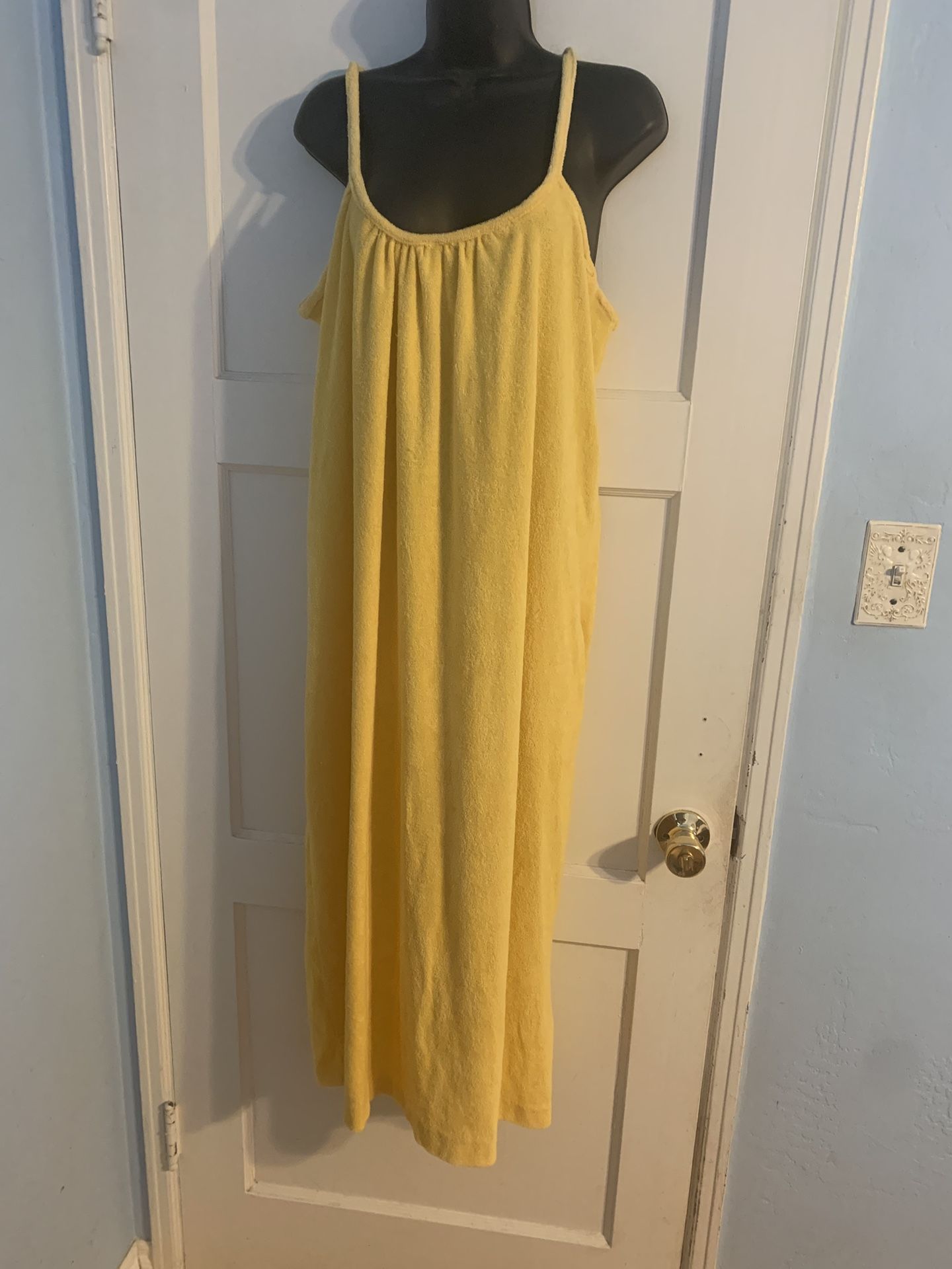 Vintage Yellow Terry Cloth Tank Dress Cover Up
