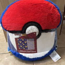 Pokeball Faux Fur Pillow & Reversible Throw Set *NEW*