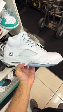 Air Jordan 5 White Silver Sneakers
