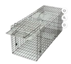 Live Animal Cage Trap 32" X 12.5" X 12" w/Iron Door Steel Cage Catch Release Humane Rodent Cage for Rabbits, Stray Cat, Squirrel, Raccoon, Mole, Gophe