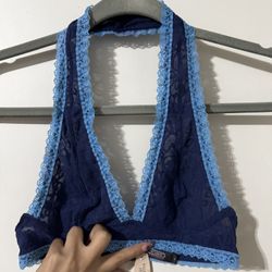 NWT Victoria's Secret blue lace halter bralette size small