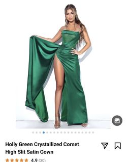 vestido Verde Con Piedras En El Corset