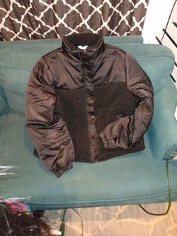 TIME And TRU Womens (Lg) Black Mixed Media Jacket