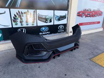2017-2021 Rear Bumper Cover Fascia For 2017-2018-2019-2020-2021 Honda Civic Hatchback CAPA Diffuser Carbón Look