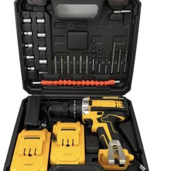 20V Cordless Drill Driver Set,1/2 inch Cordless Drill Kit for Drilling Brick Wall, Metal, Wood, 30Nm,2 Speed, 20+1+1 Clutch,2 Battery and Charger Incl