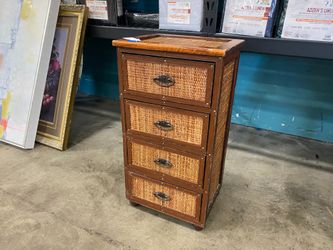 Retro Wicker 4 Drawer End Table