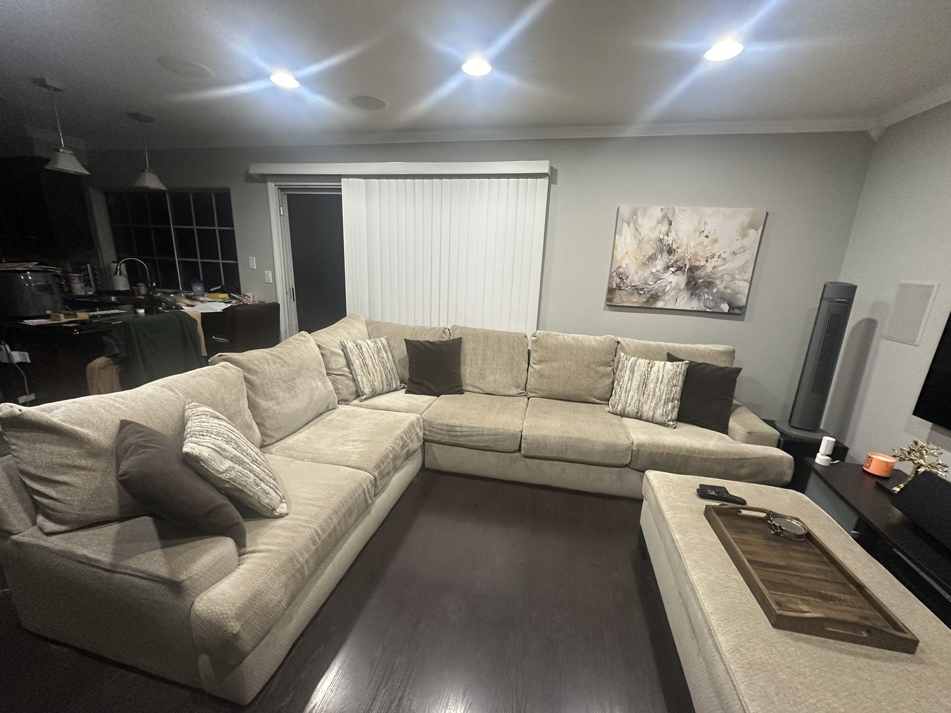 Fabric Sectional With Ottoman