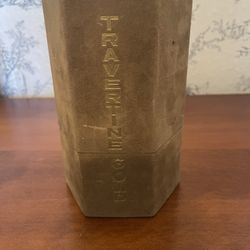 Vtg 1960s Nob Hill Travertine Gold Pillar Candle Home Decor Japan