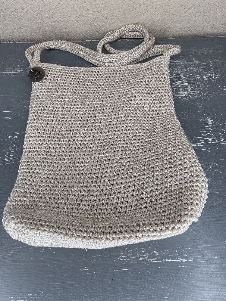 The Sak Crochet Medium Shoulder Hand Bag Purse Ivory Cream