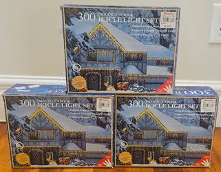 750 Clear Icicle Christmas Lights – NEW – Indoor/Outdoor – 3 Boxes