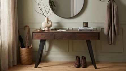 Rustic Solid Acacia Wood Desk / Entryway Console Table - New Condition