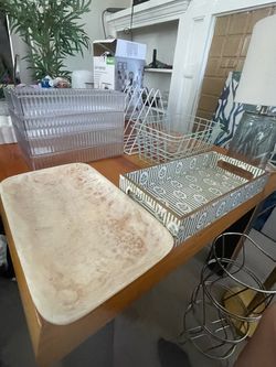 Home decor trays and storage baskets
