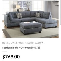 Gray Sectional Sofa With Ottoman