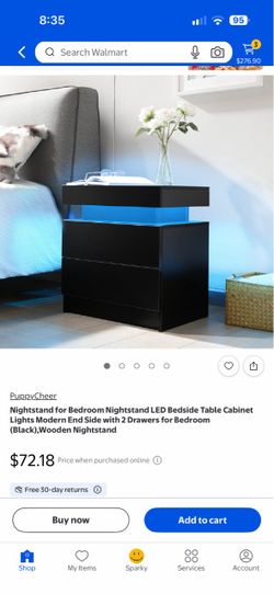 Nightstand for Bedroom Nightstand LED Bedside Table Cabinet Lights Modern End Side with 2 Drawers for Bedroom