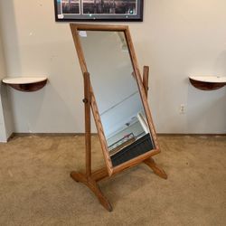 Oak Rectangular Full Length Mirror on Stand