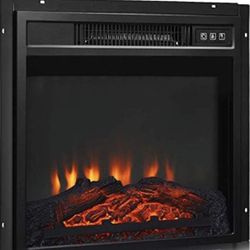 18" Electric Fireplace Heater for TV Stand, Recessed 1400 W Electric Stove Heater