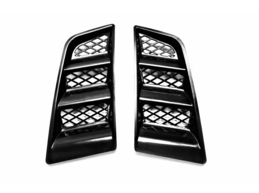 New Pair Of Black Deco Car Hood Vents 2pcs Set